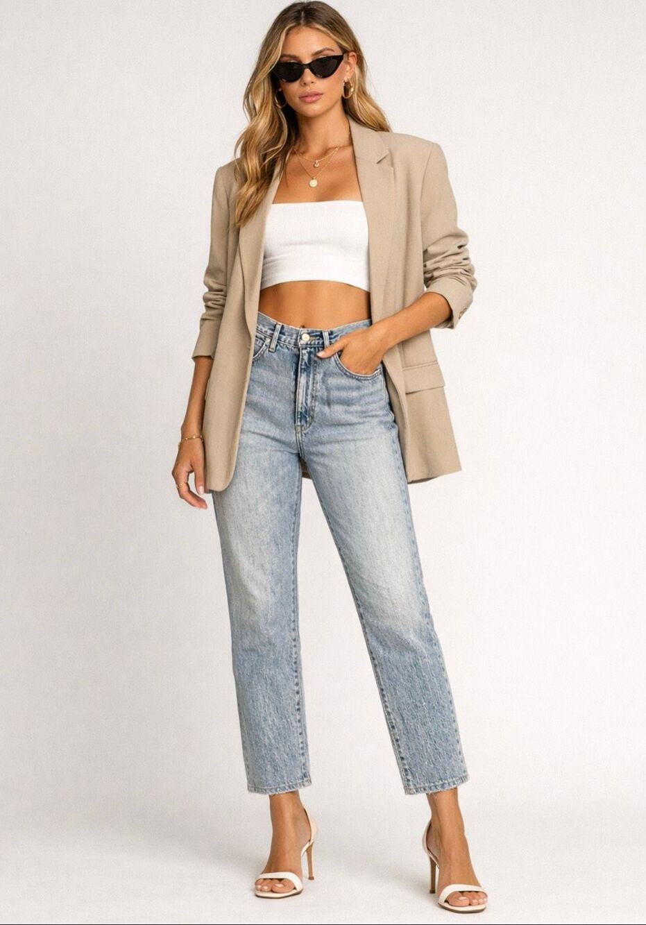 SLVRLAKE London Crop High Rise Straight Leg Jeans Light Wash 26